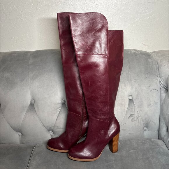 Lane Bryant Burgundy Leather  collection luciana Tall Platform Boots – 8W - Picture 2 of 15